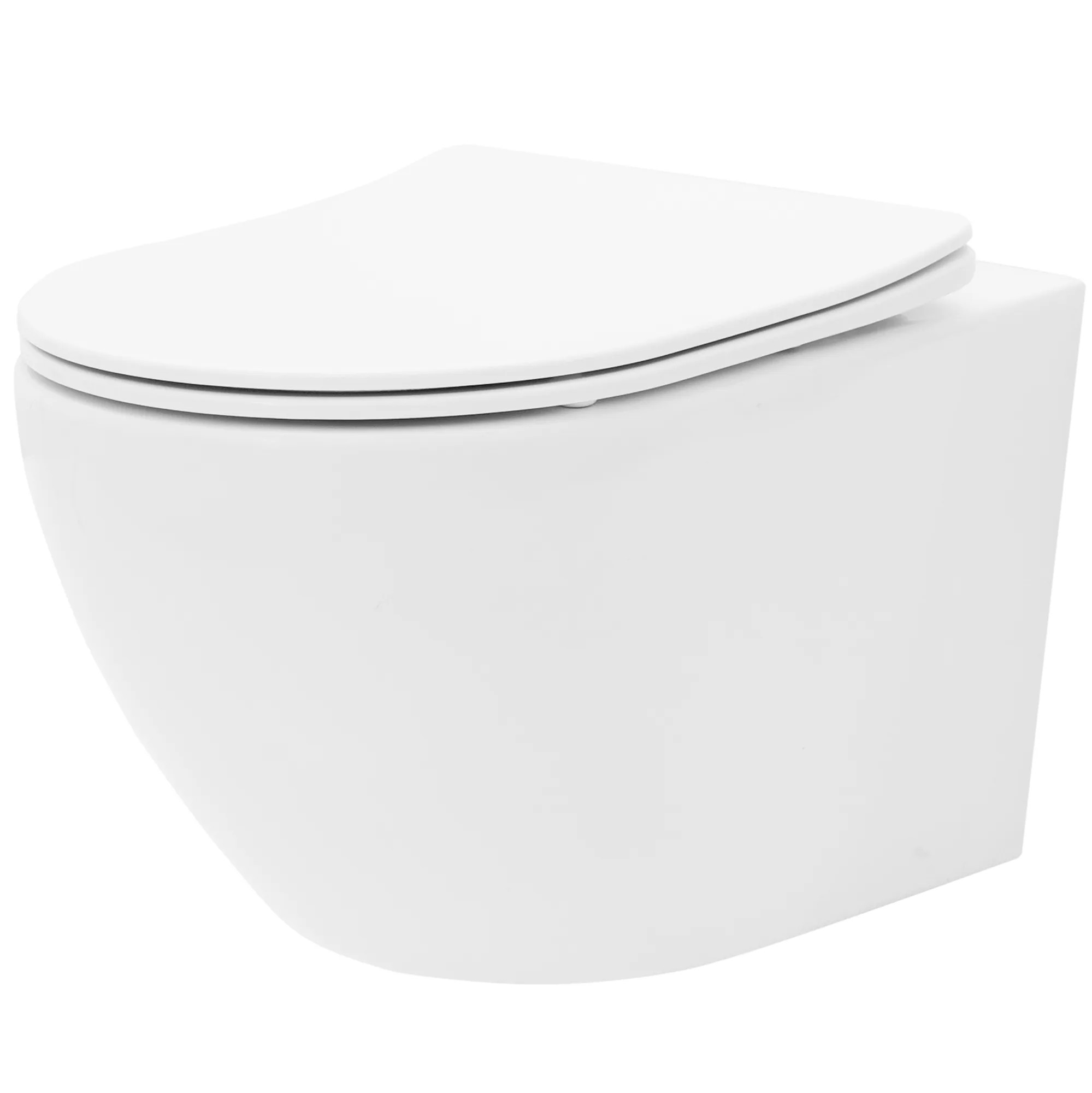 REA Vägghängd Toalettstol CARLO MINI RIMLESS DUROPLAST/FLAT/ZM Vit, 49,5x37x32cm