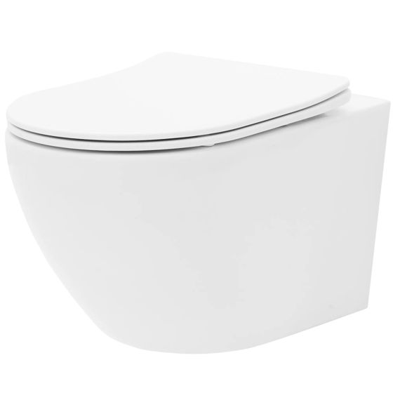REA Vägghängd Toalettstol CARLO MINI RIMLESS DUROPLAST/FLAT/ZM Vit, 49,5x37x32cm