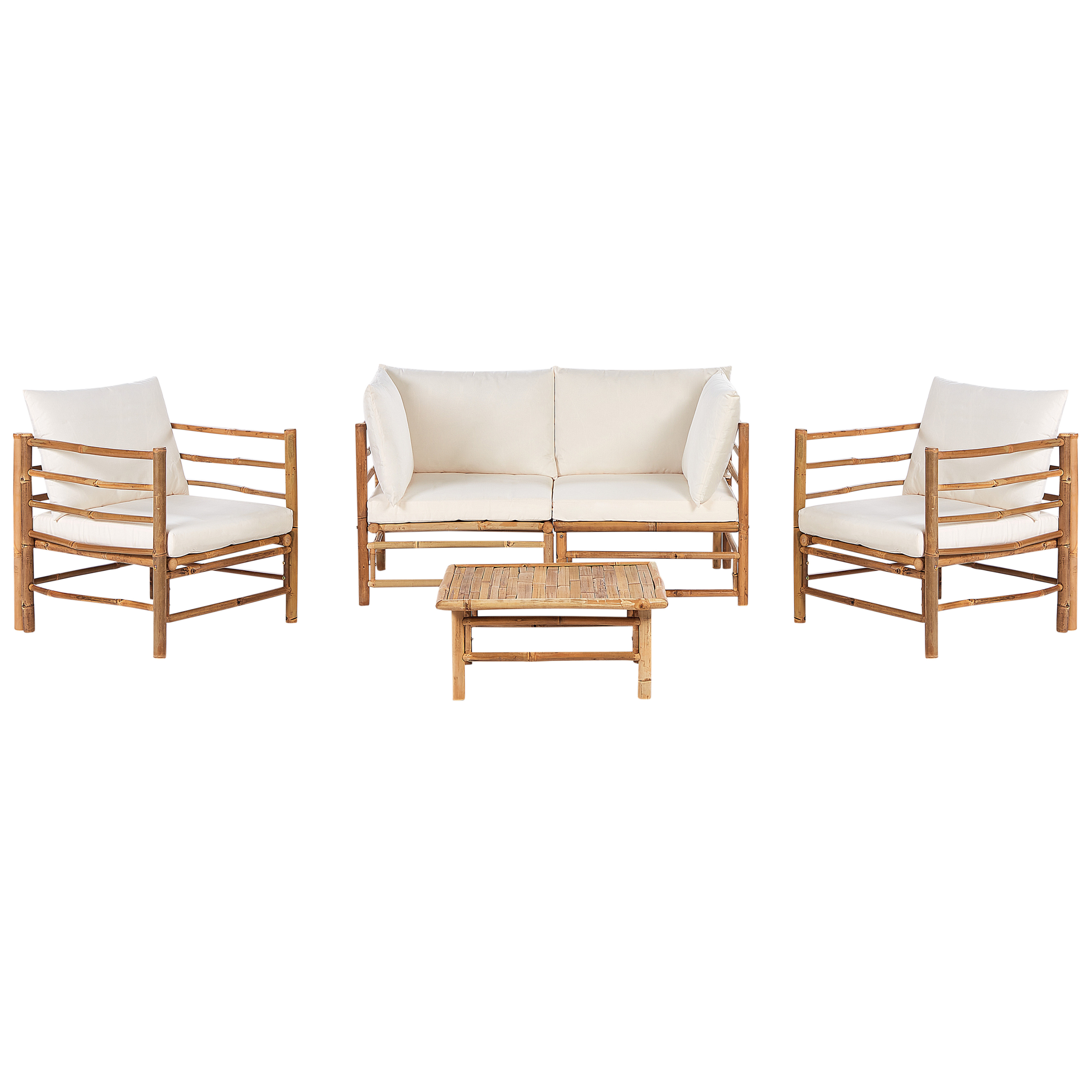 Trädgårdssoffgrupp med bord 4-sits CERRETO Bambu Off-White
