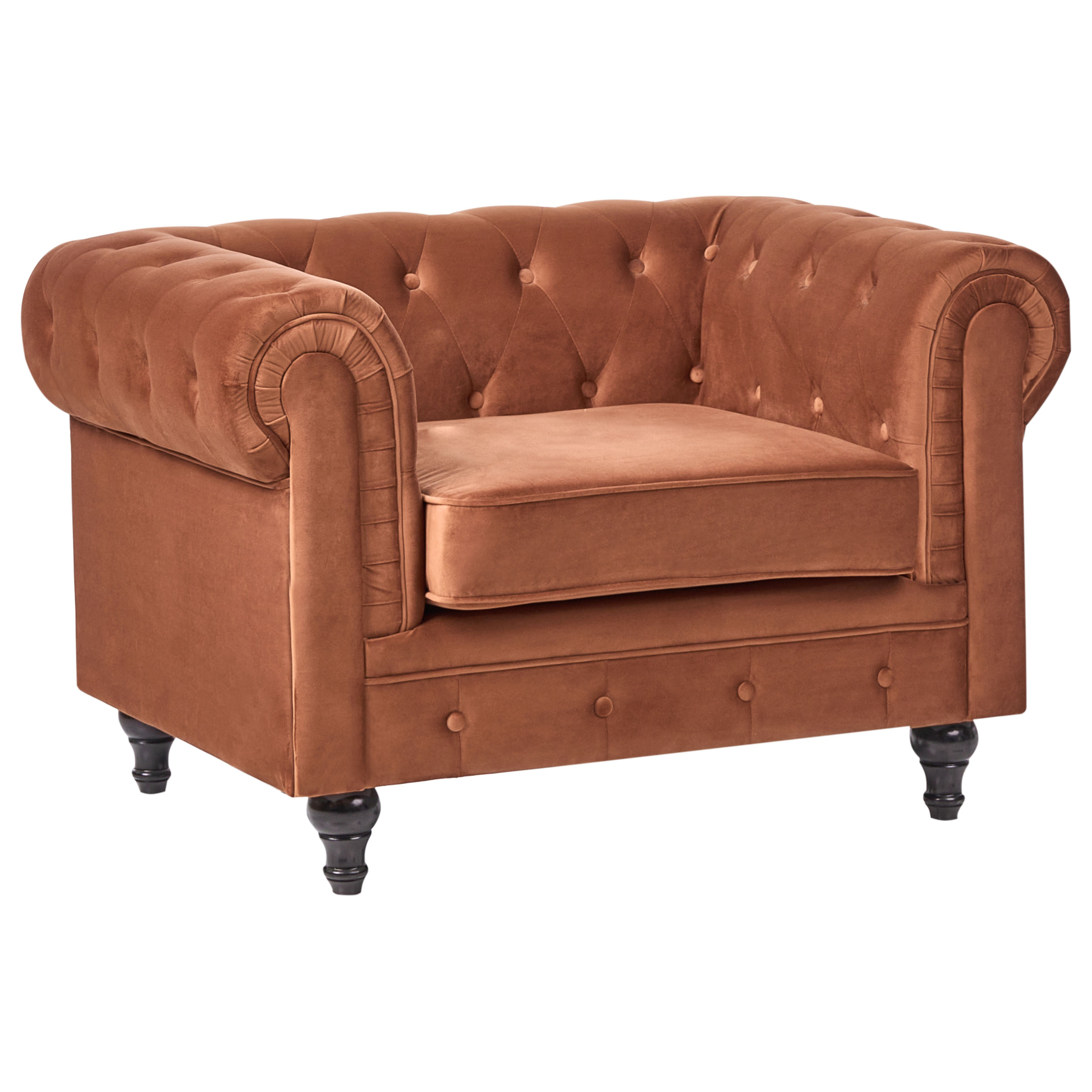 Fåtölj CHESTERFIELD Sammet Guldbrun