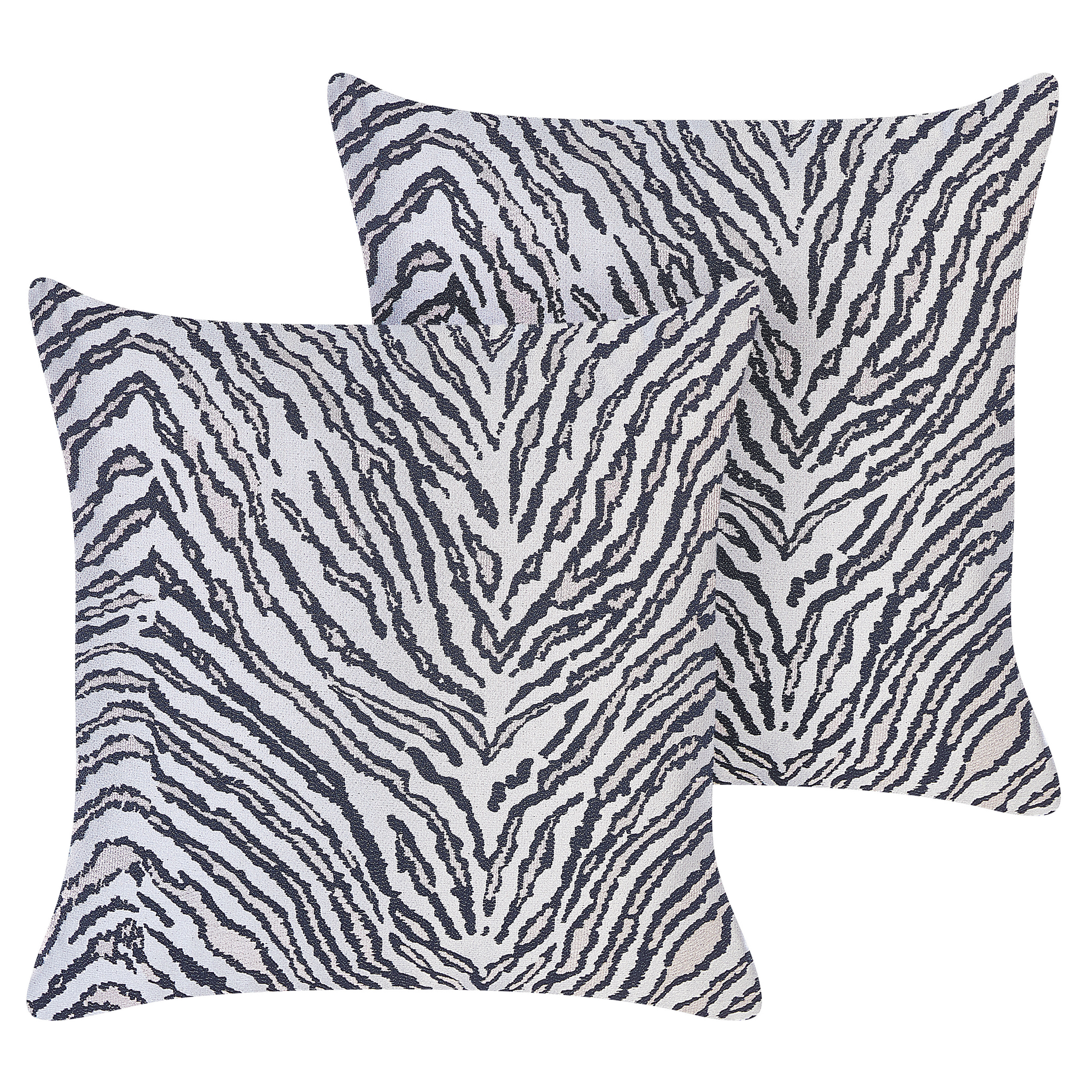 Set med 2 prydnadskuddar MANETTI 45 x 45 cm Svart/ Ljusgrå Djurtryck