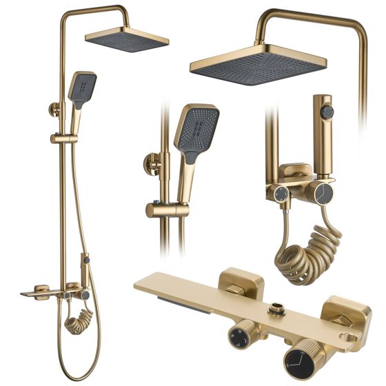 REA Duschset HELIX Borstat Guld, 38x30x114,5cm
