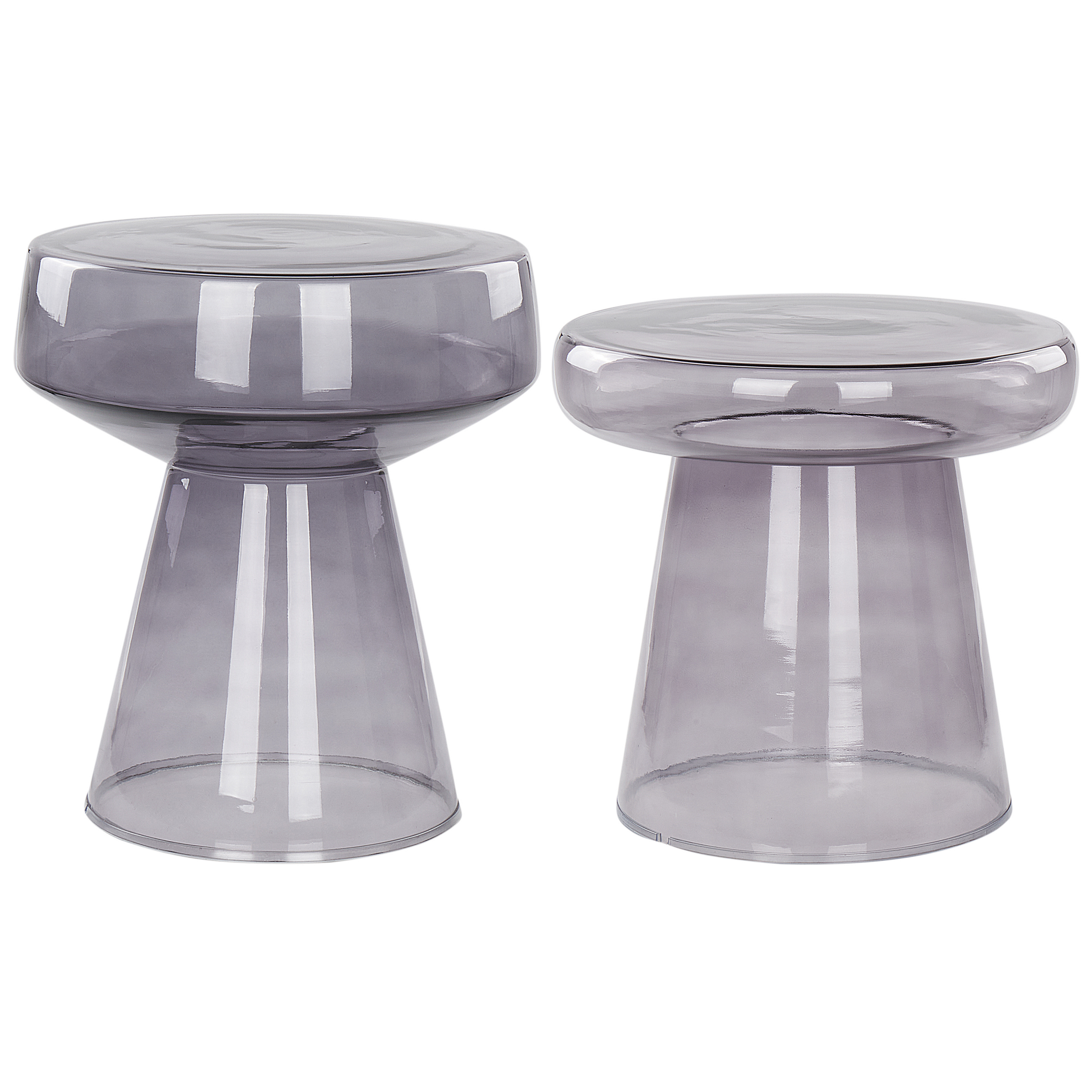 Set med 2 sidobord LAGUNA/CALDERA Glas Grå