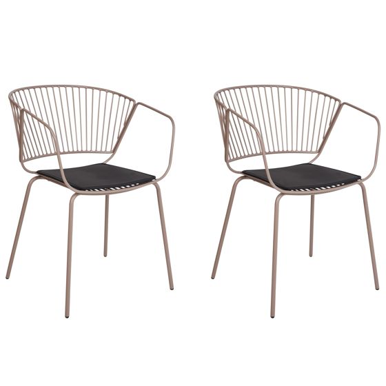 Set med 2 matstolar RIGBY Metall Beige
