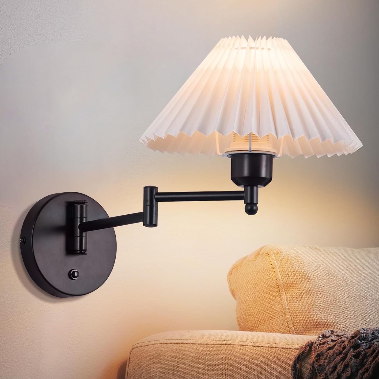 NETTLIFE Vintage - inomhusvägglampa: E27, Retro - lampskärm, justerbar, vägglampa, 40W, max vit, utan, glödlampa