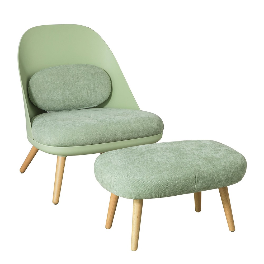 SoBuy Fåtölj med fotpall i bok 67x73x76cm FST63-GR