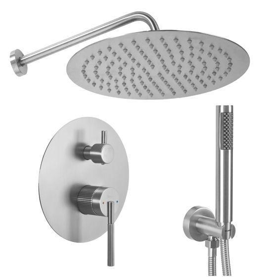 REA inbyggt duschset Argon + BOX borstad nickel, 25x25x100cm