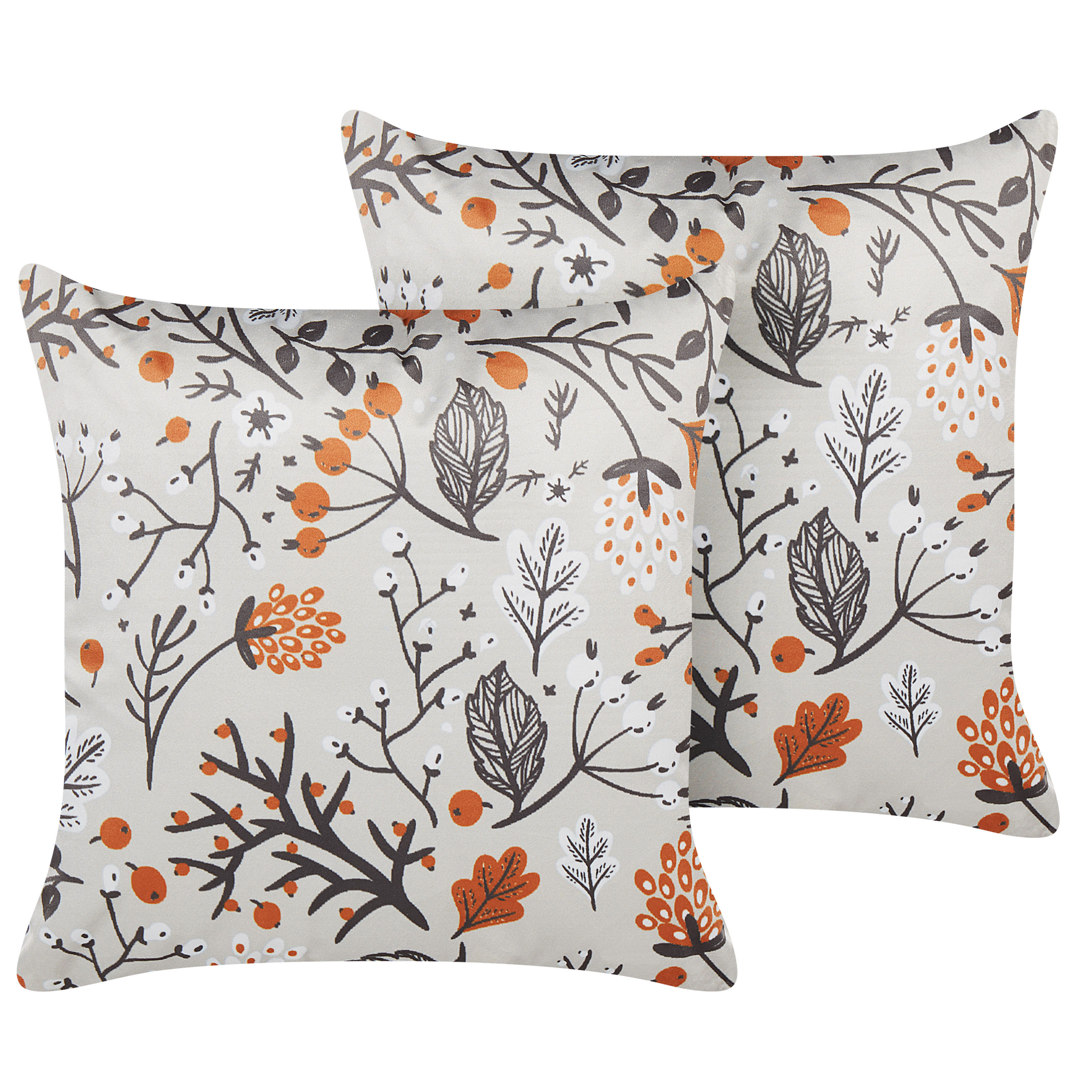 Set med 2 prydnadskuddar MONTBRETIA 45 x 45 cm Sammet Flerfärgad Växtmotiv