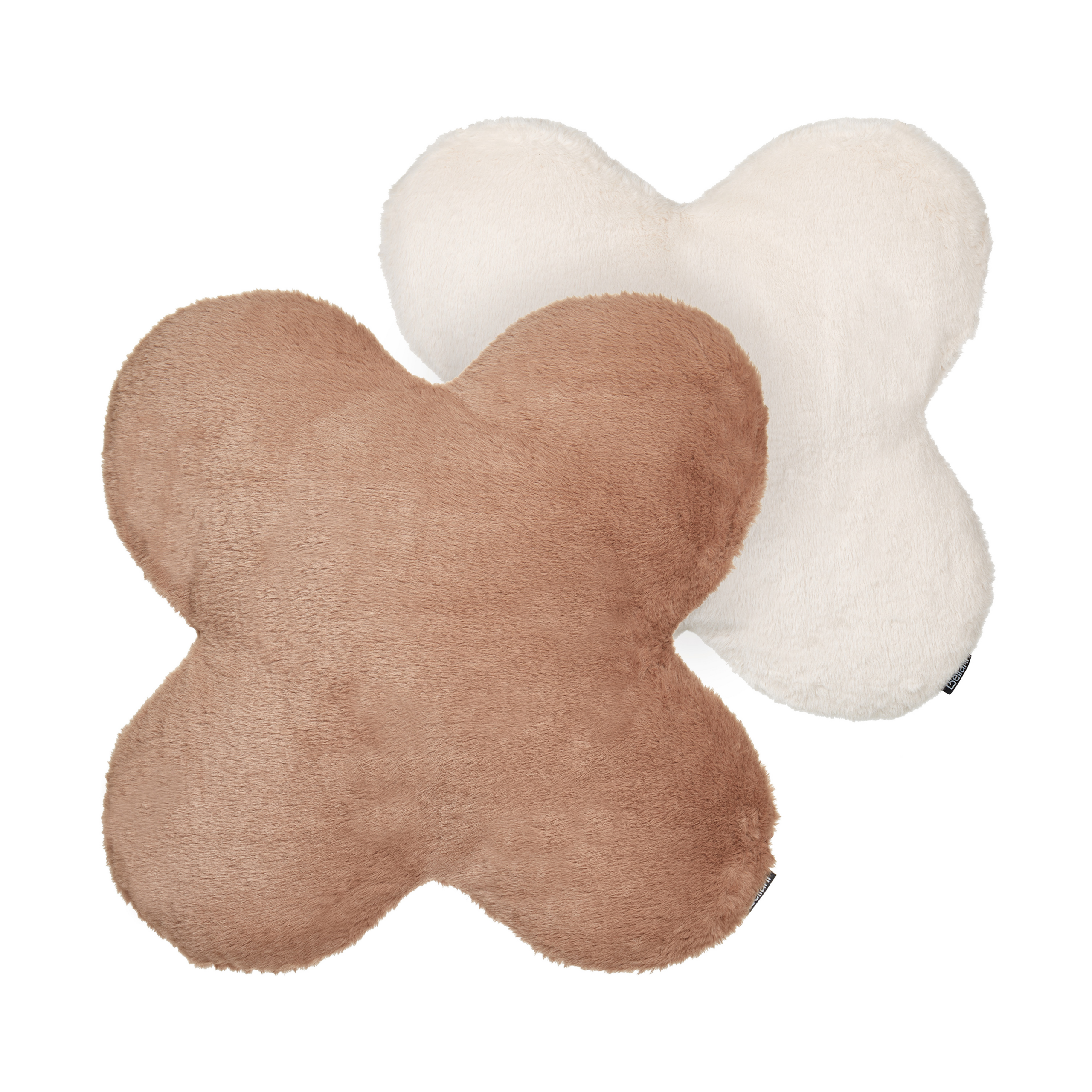 Set med 2 prydnadskuddar ACHILLEA 54 x 54 cm Fuskpäls Beige Monokromt