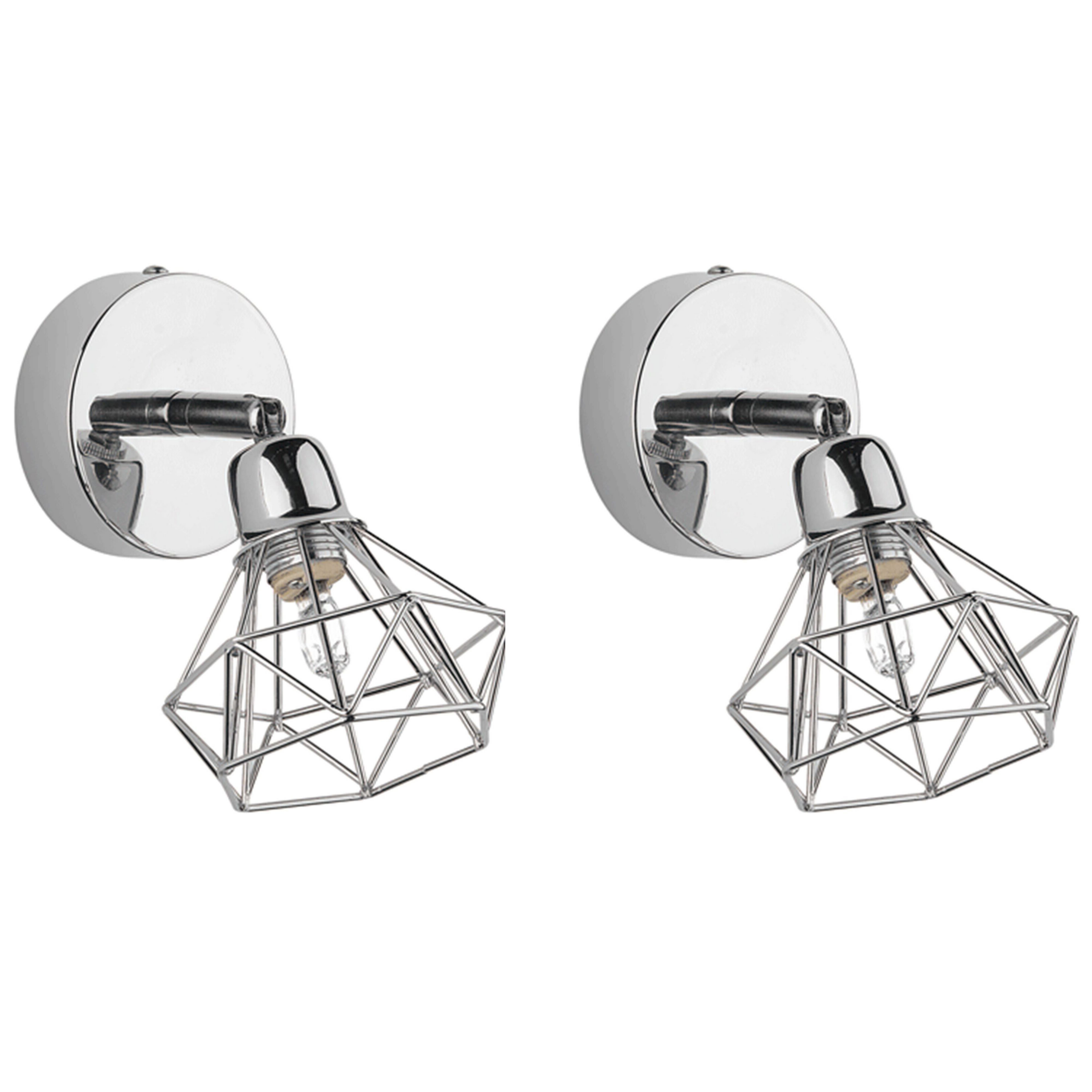 Set med 2 spotlightlampor ERMA Justerbar Metall Silver