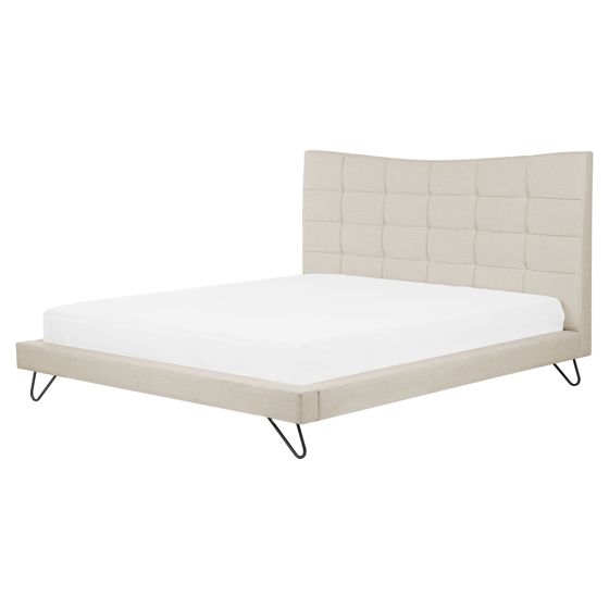 Säng med lamellram LANNION 160 x 200 cm Ljusbeige