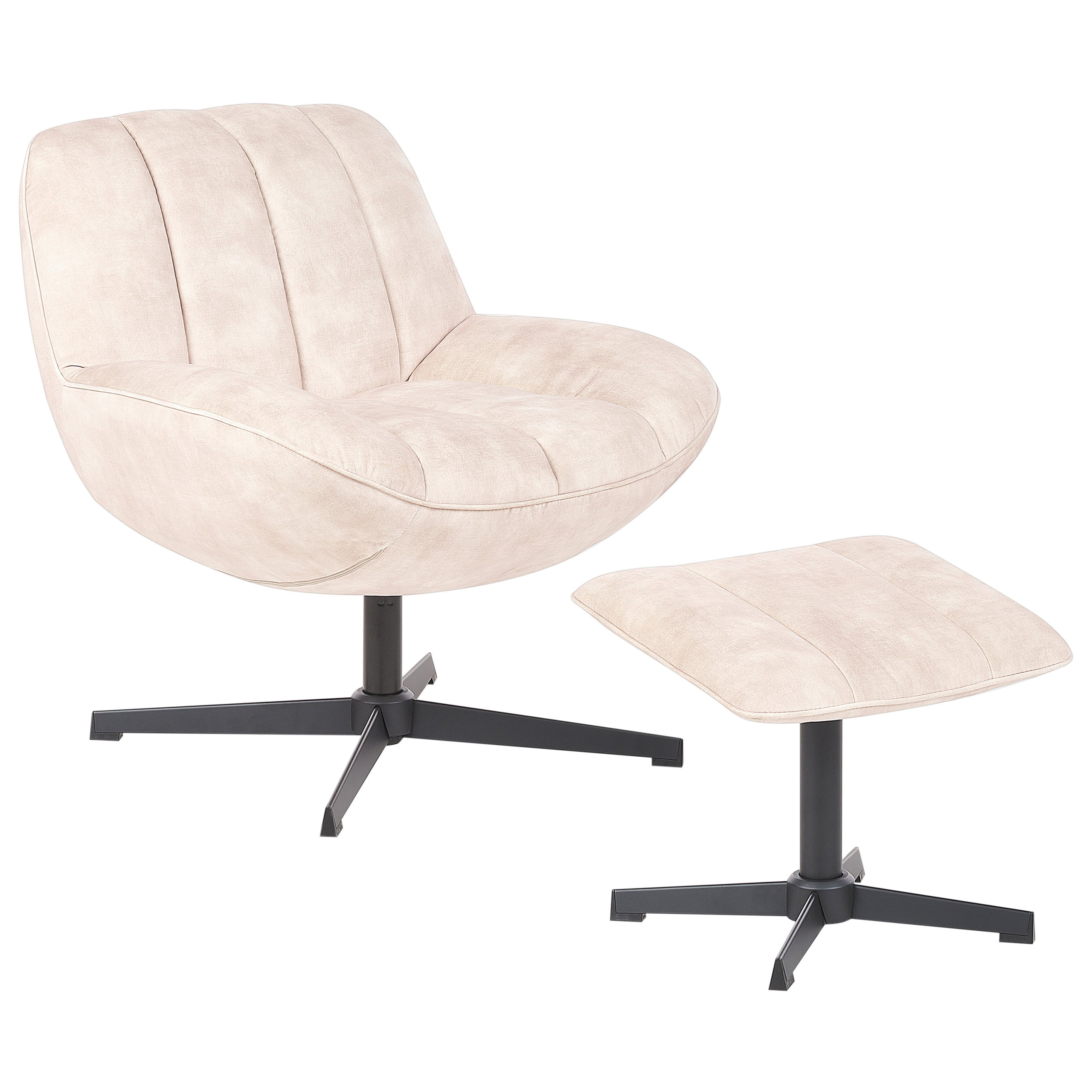 Svängbar fåtölj LIA med fotpall Sammet Beige