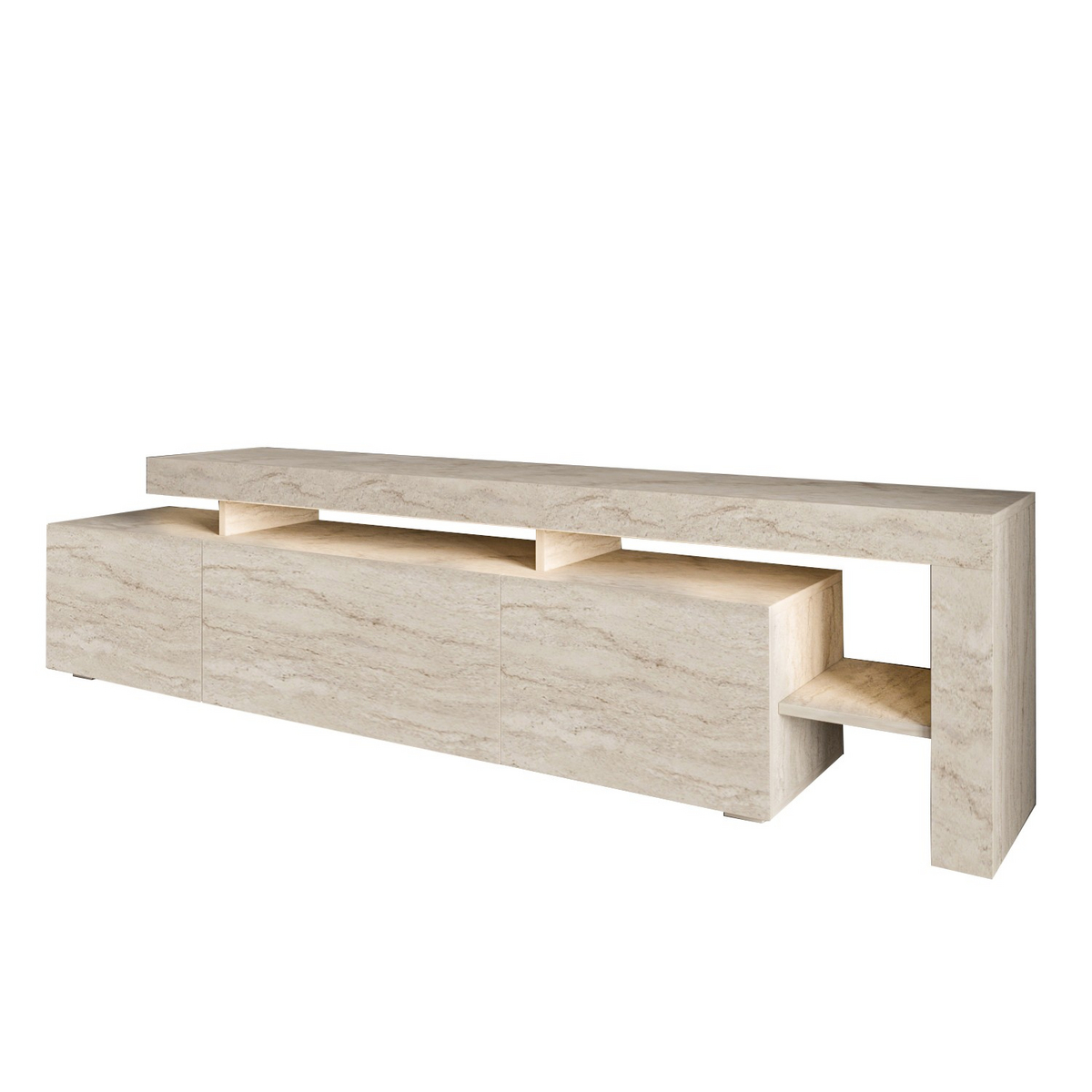 Norda Design Modern TV-bänk med LED-belysning, 192 cm | 100% melaminbelagd, 18 mm tjock | Stilren och funktionell design