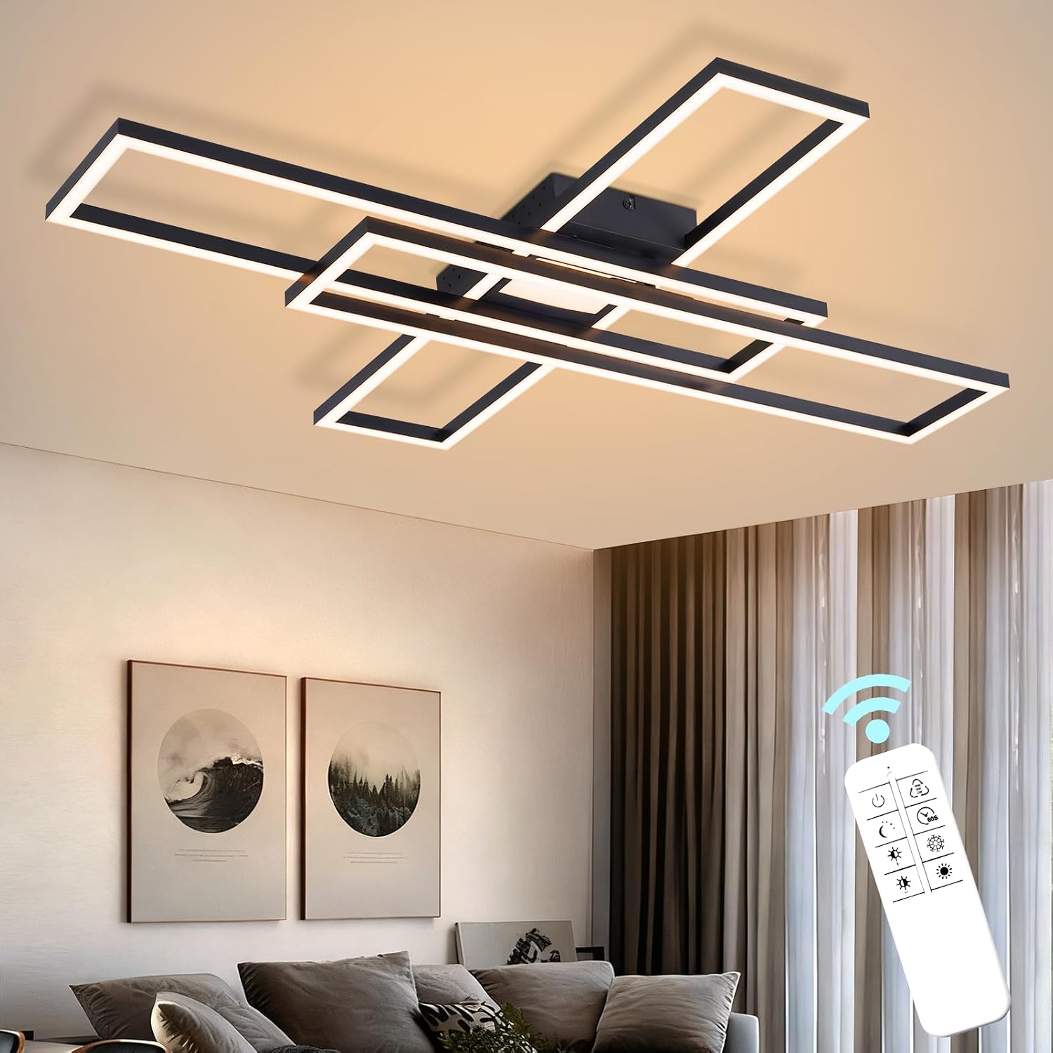 NETTLIFE LED-taklampa, modern , vardagsrum, 56W/42W, dimbar, rektangulär design