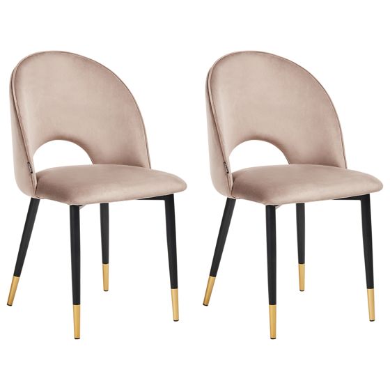 Set med 2 matstolar MAGALIA Sammet Taupe
