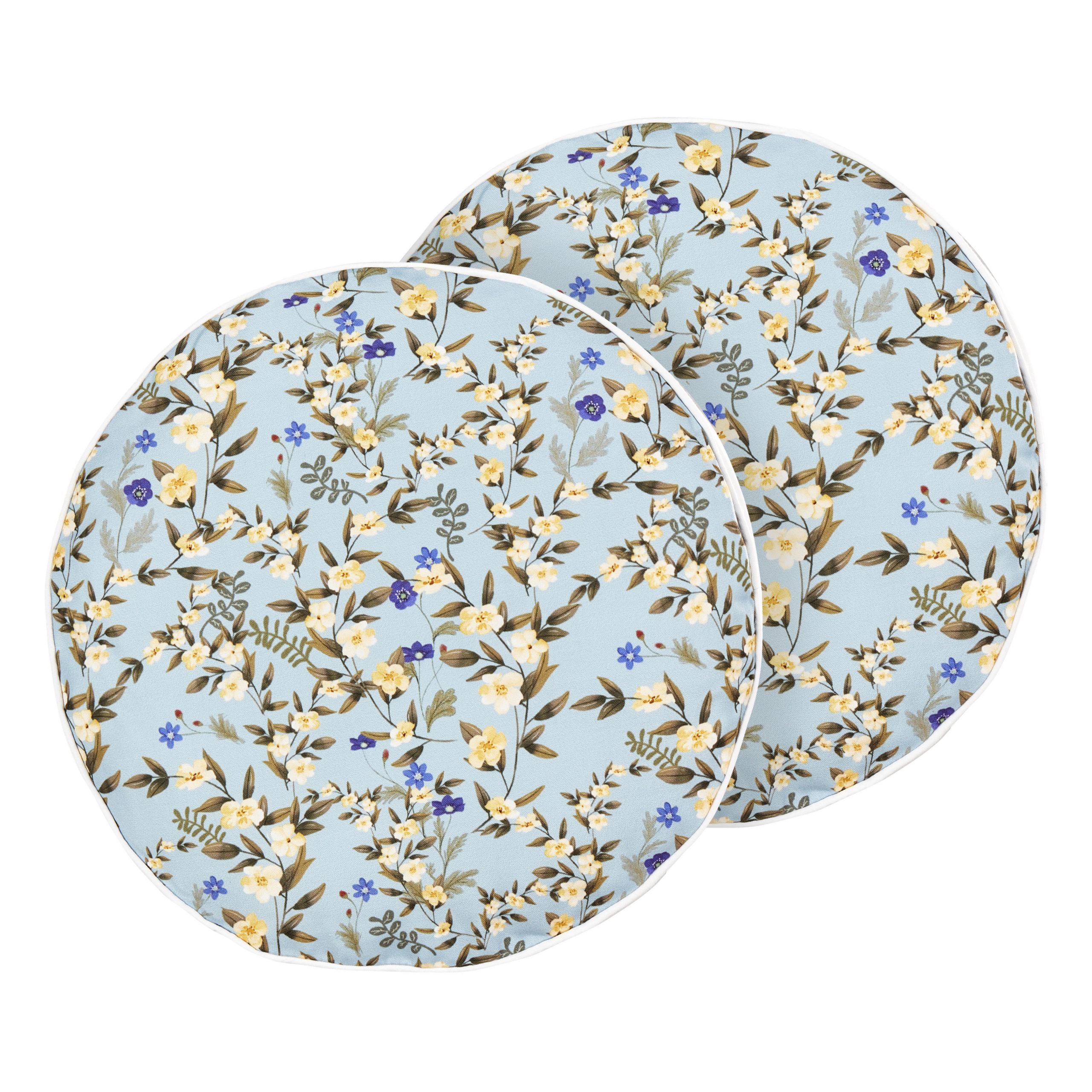 Set med 2 utomhusdynor VALLORIA Blommigt tryck 40 x 40 cm Ljusblå