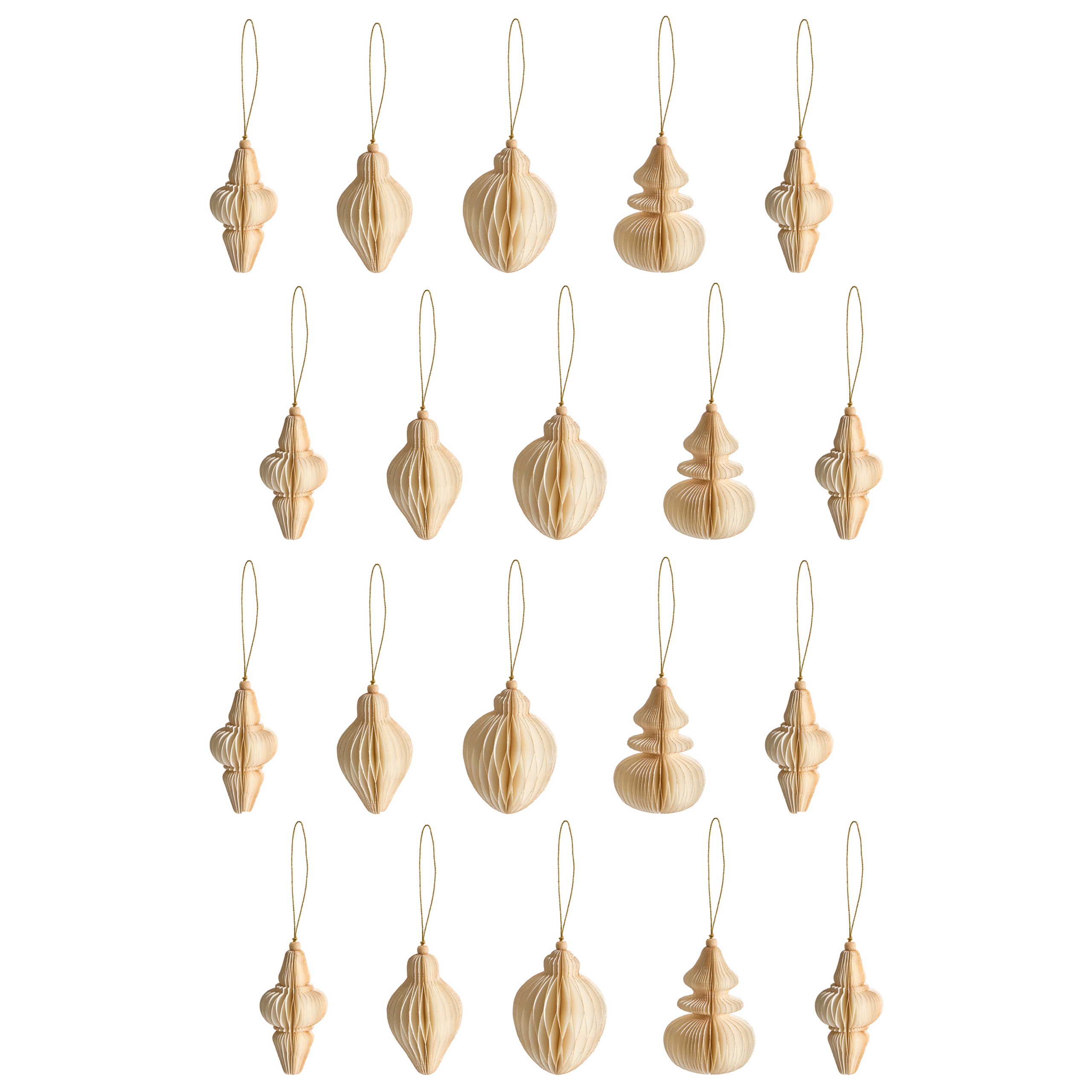 Set med 20 julgransdekorationer ALTAELVA Papper Beige