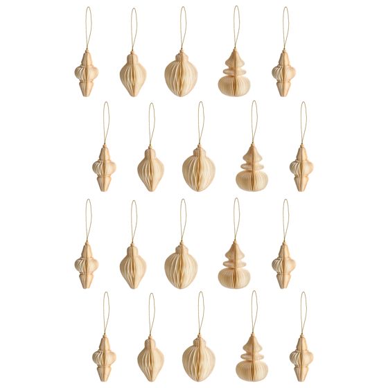 Set med 20 julgransdekorationer ALTAELVA Papper Beige