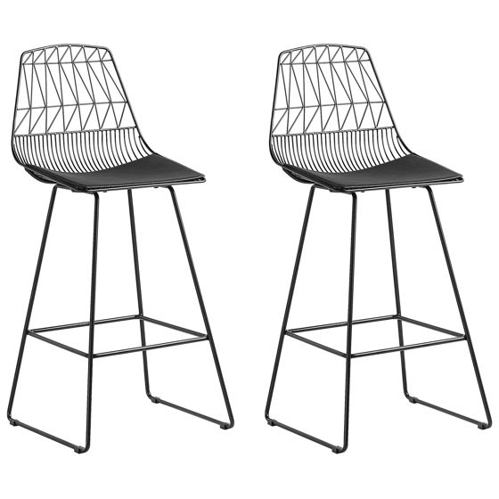 Set med 2 barstolar PRESTON Metall Svart