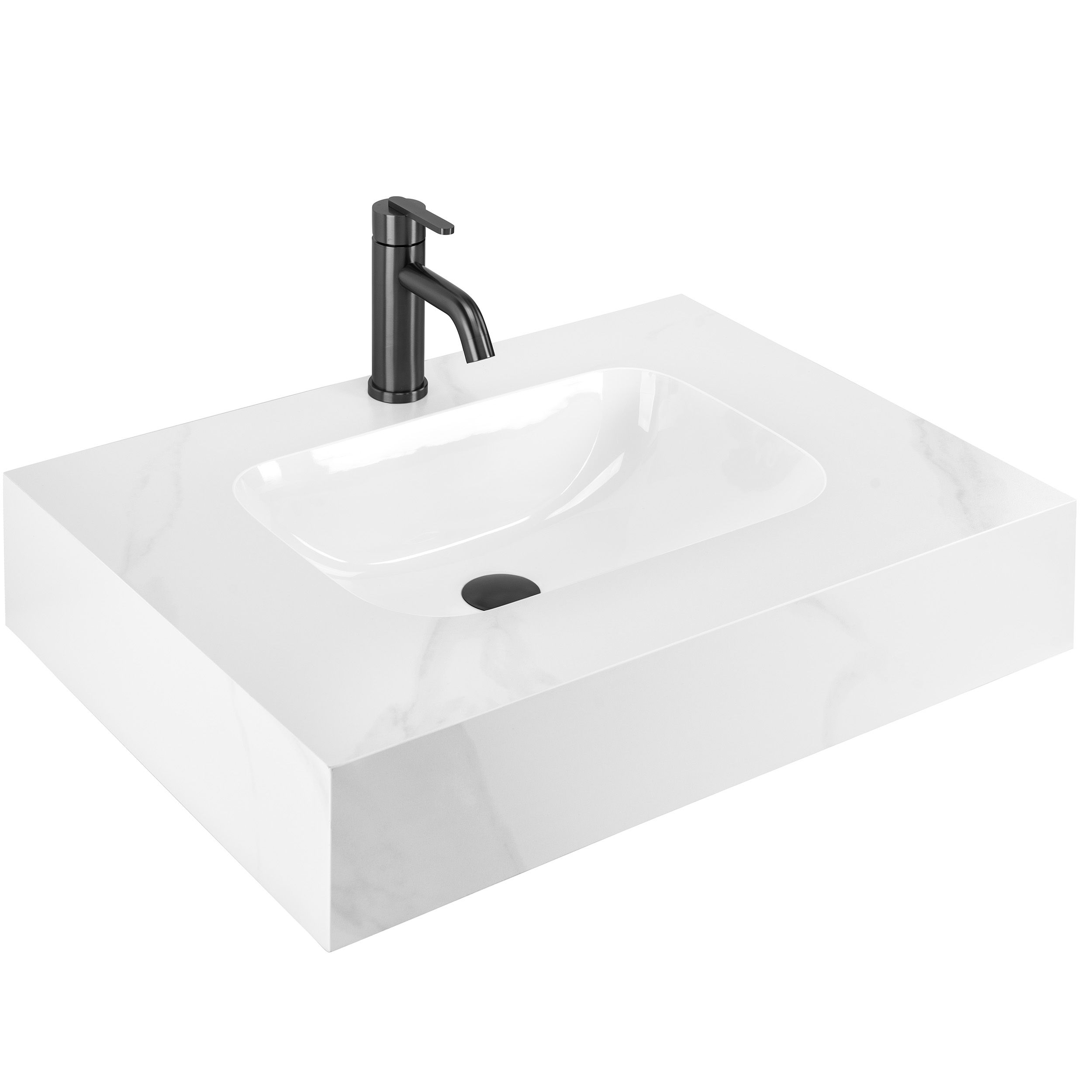 REA Vägghängt Tvättställ Aresa Belt White 70 Vit, 70x50x16,5cm