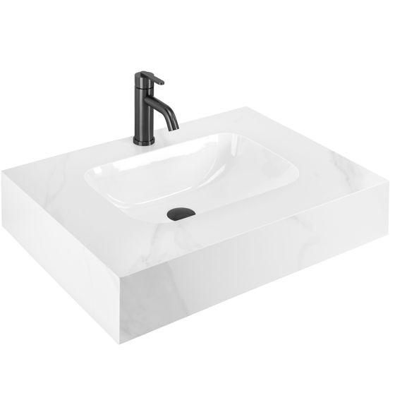 REA Vägghängt Tvättställ Aresa Belt White 70 Vit, 70x50x16,5cm