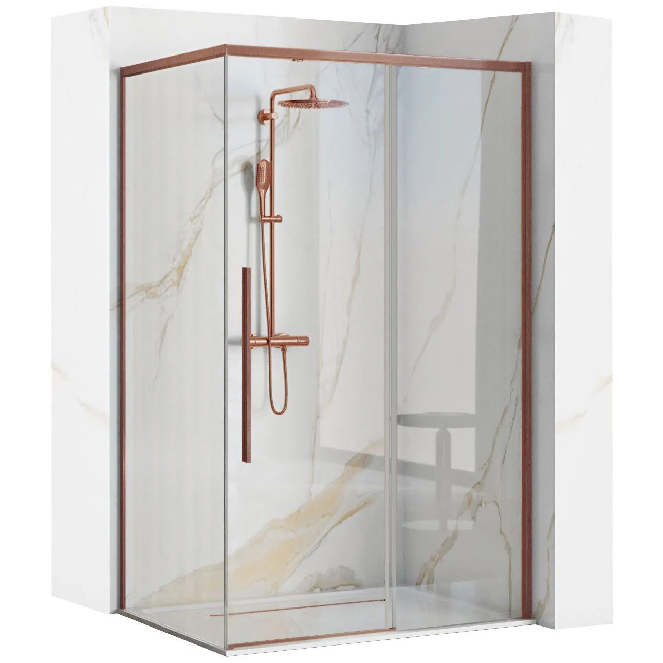 REA Duschkabin SOLAR 90X120 Borstad Koppar, 118,5x89x195cm