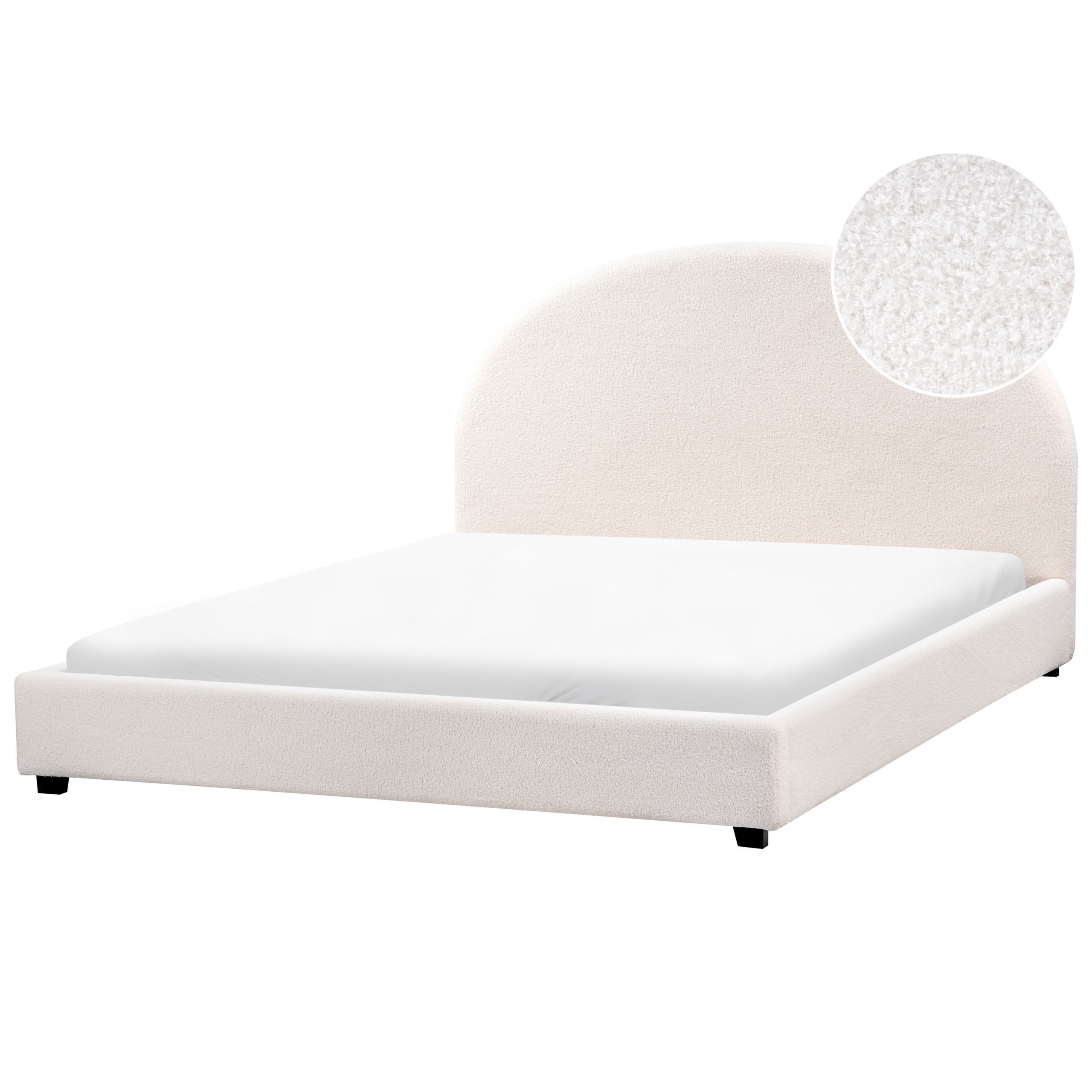 Säng med lamellram Bouclé VAUCLUSE 160 x 200 cm Off-White