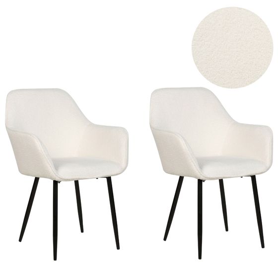 Set med 2 matstolar ALDEN II Bouclé Vit