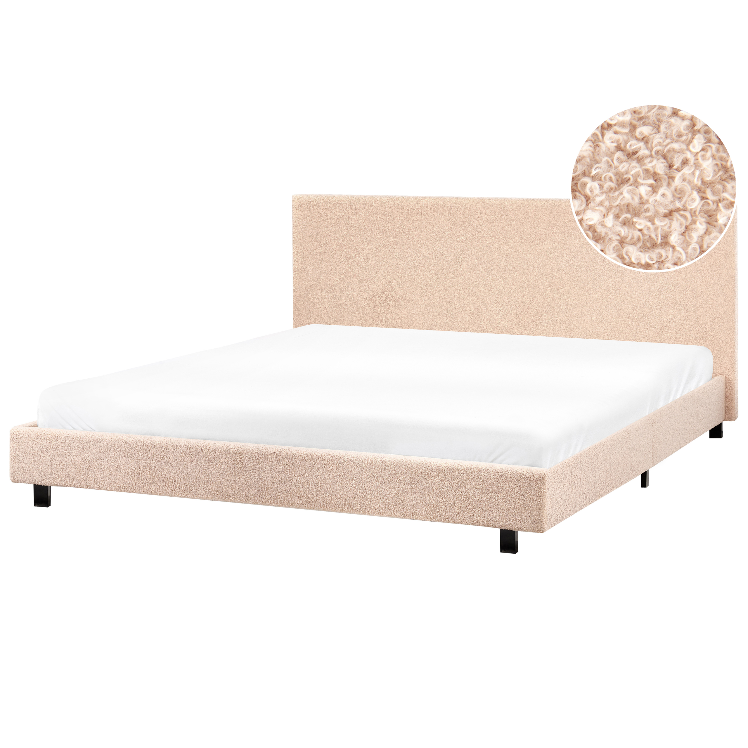 Säng med lamellram Bouclé ALBI 180 x 200 cm Beige