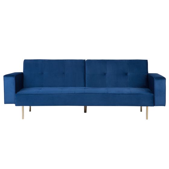 Bäddsoffa 3-sits VISNES Sammet Marinblå