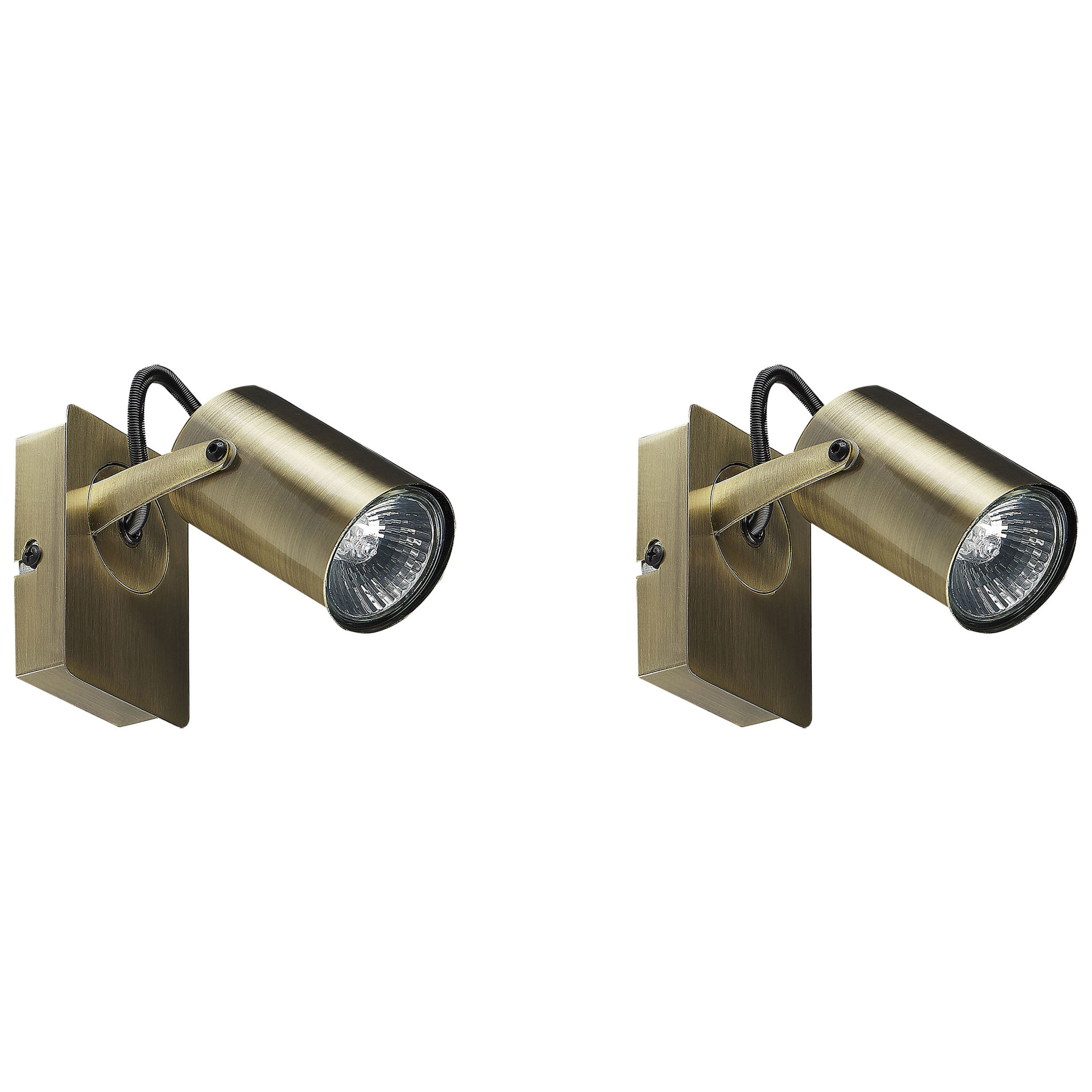 Set med 2 spotlightlampor KLIP Justerbar Metall Mässing