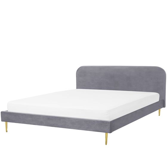 Säng med lamellram Sammet FLAYAT 180 x 200 cm Grå
