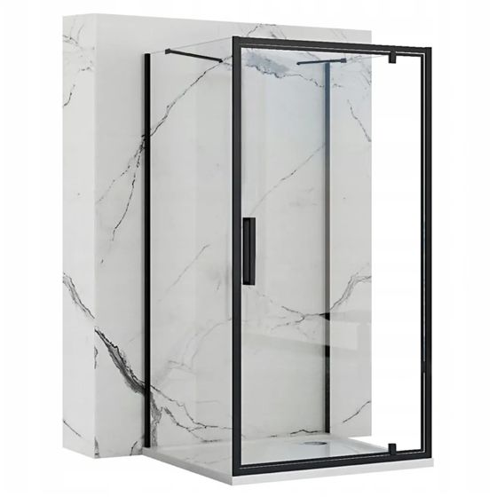 REA Duschkabin För Väggplacering RAPID SWING 120x100 Svart, 120x100x195cm