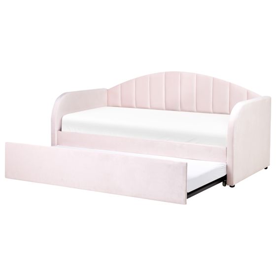 Utdragbar säng Sammet EYBURIE 90 x 200 cm Pastellrosa