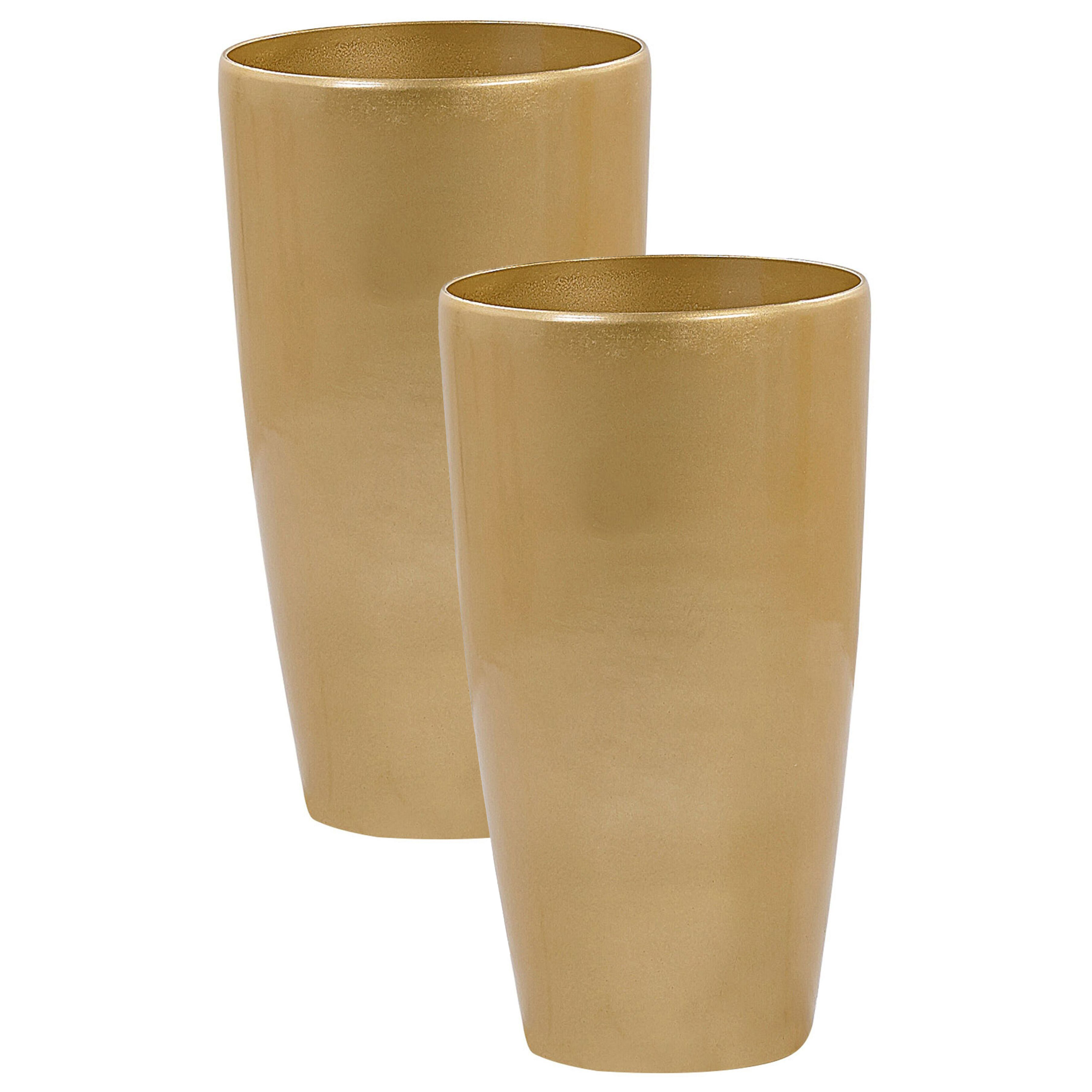 Set med 2 växtkrukor TSERIA 32 cm Guld