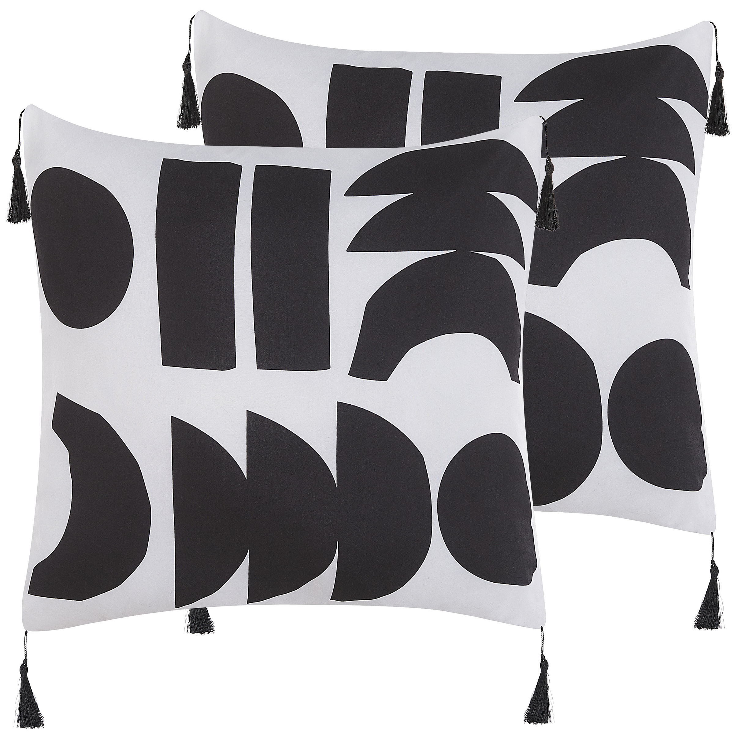 Set med 2 prydnadskuddar LIRIOPE 45 x 45 cm Svart/ Vit Geometriskt tryck