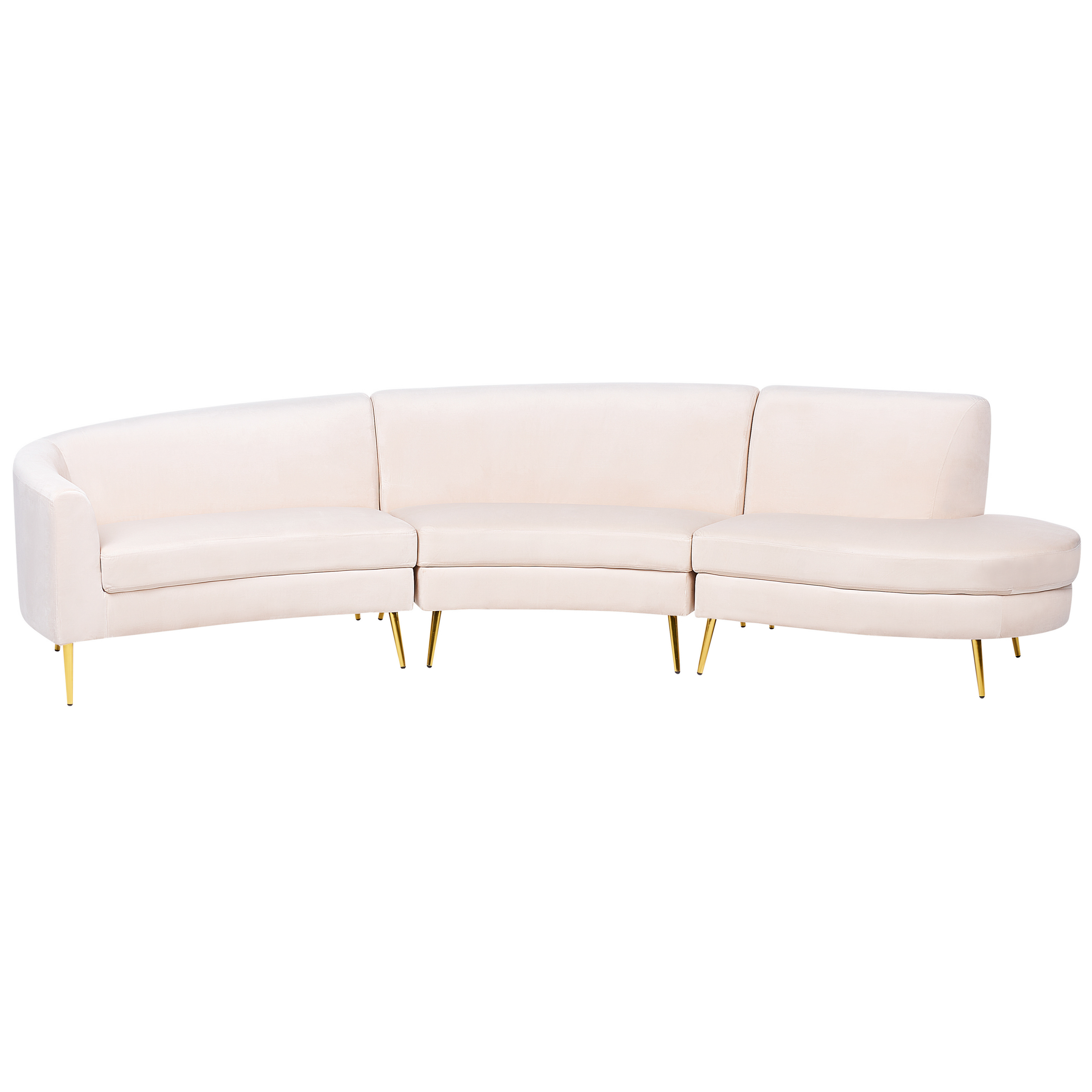 Halvrund soffa 4-sits MOSS Sammet Ljusbeige
