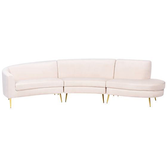 Halvrund soffa 4-sits MOSS Sammet Ljusbeige