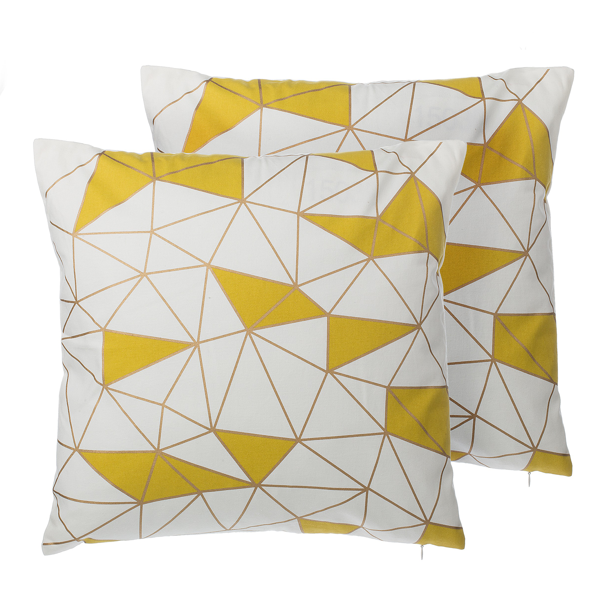 Set med 2 prydnadskuddar CLARKIA 45 x 45 cm Bomull Gul Geometriskt tryck