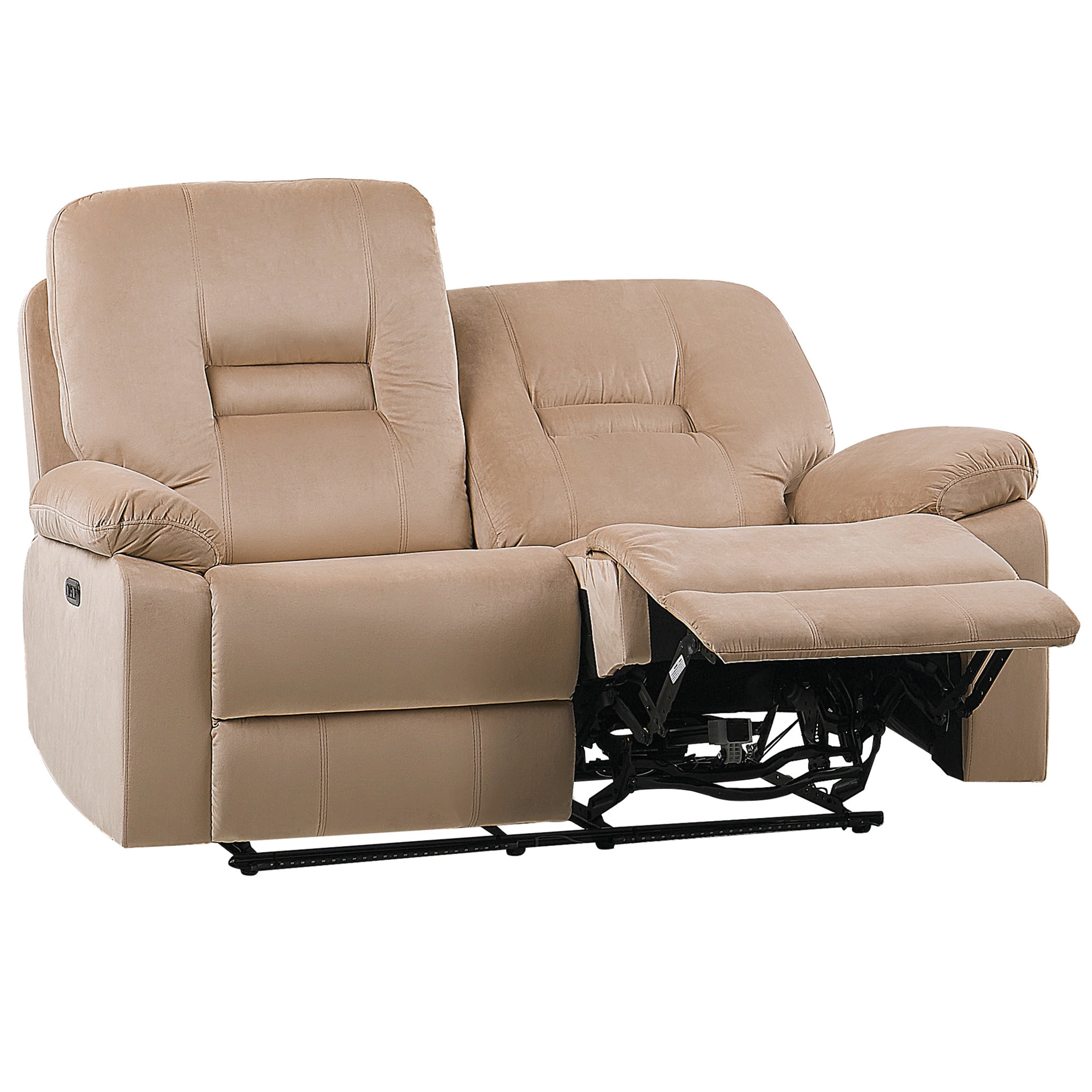 Elektrisk reclinersoffa 2-sits BERGEN med USB-port Sammet Ljusbeige