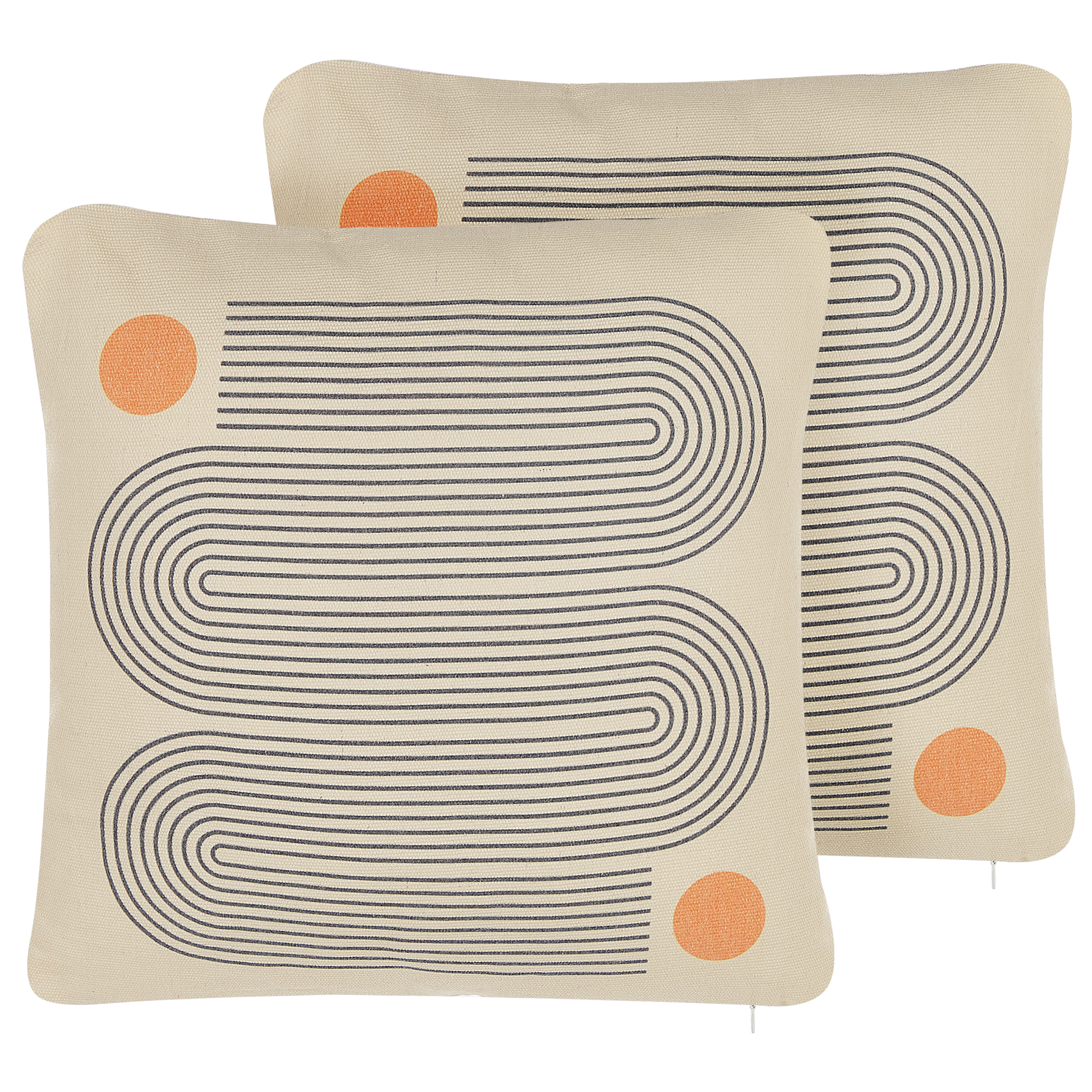 Set med 2 prydnadskuddar CALIBRACHOA 45 x 45 cm Vit Geometriskt tryck