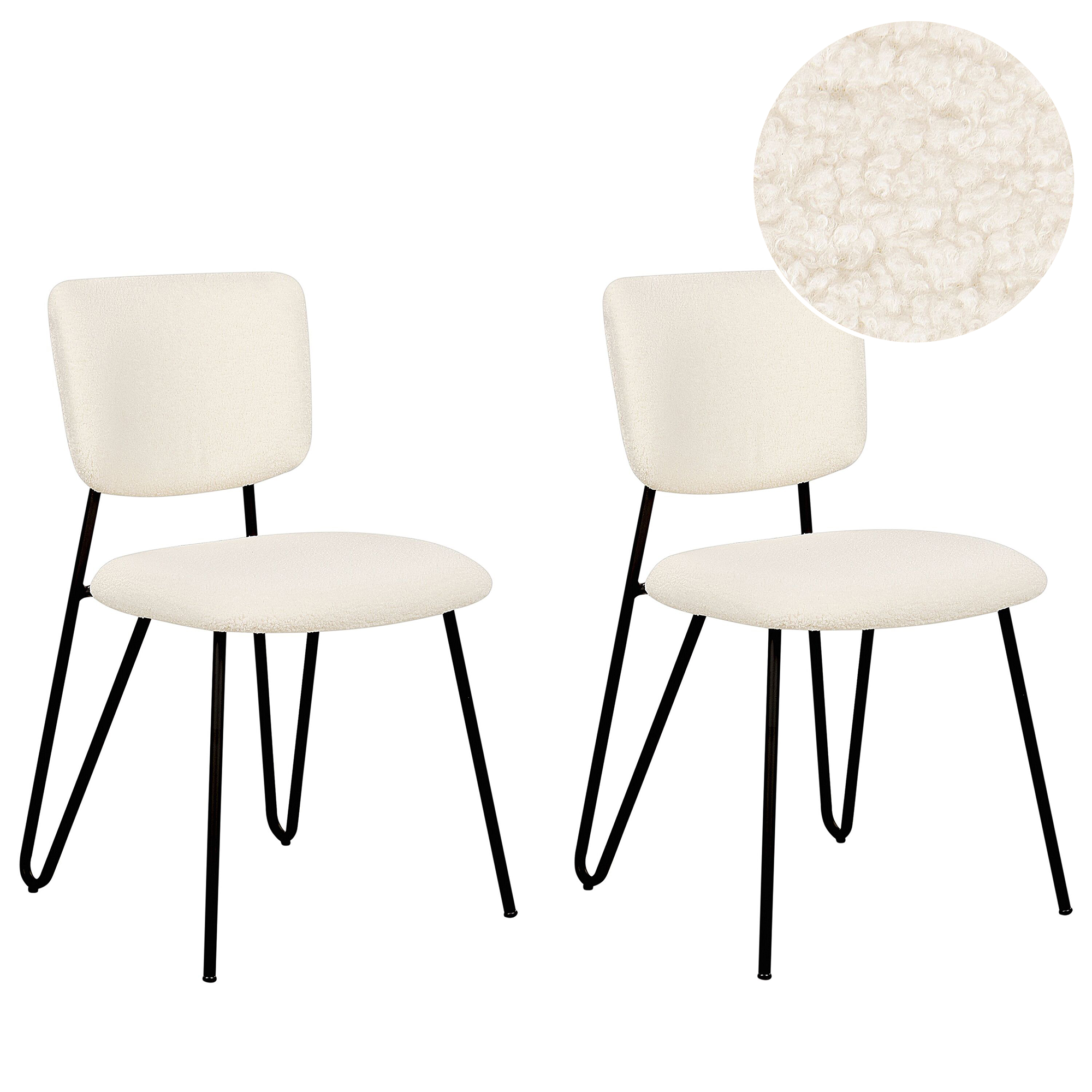 Set med 2 matstolar NELKO Bouclé Off-White