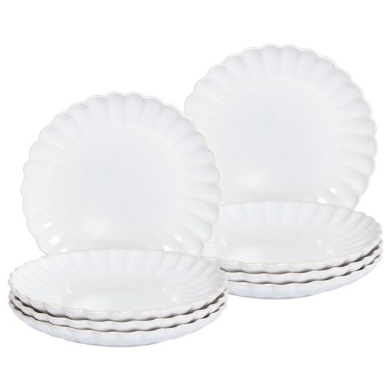 Set med 8 assietter NETTLE Stengods Off-White 21 cm