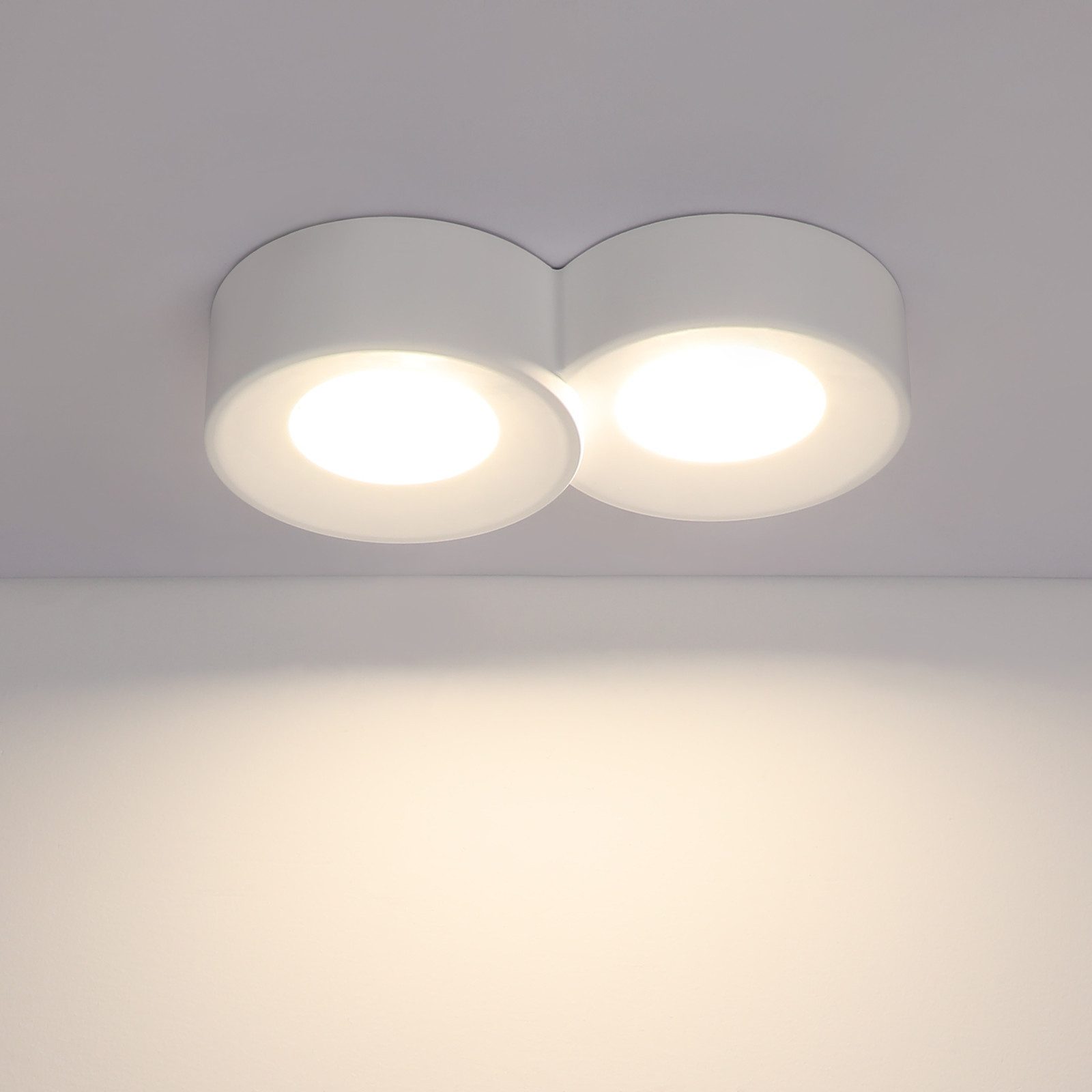 NETTLIFE utanpåliggande spotlight Vit, rund, taklampa för hall, Gx53 2 lågor, modern taklampa, max. 10w