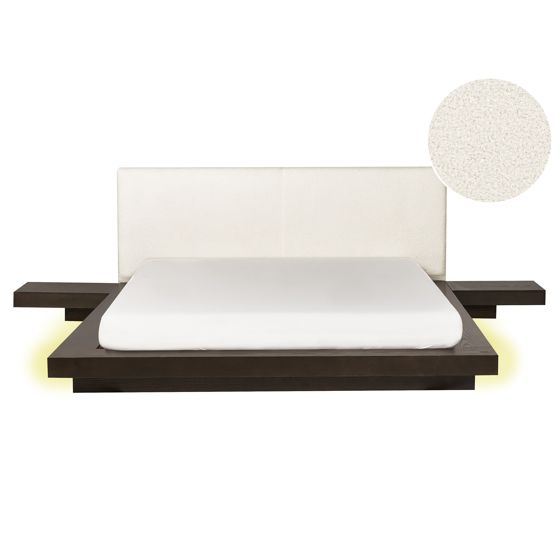 Säng med LED-belysning Bouclé ZEN 160 x 200 cm LED Mörk askfanér