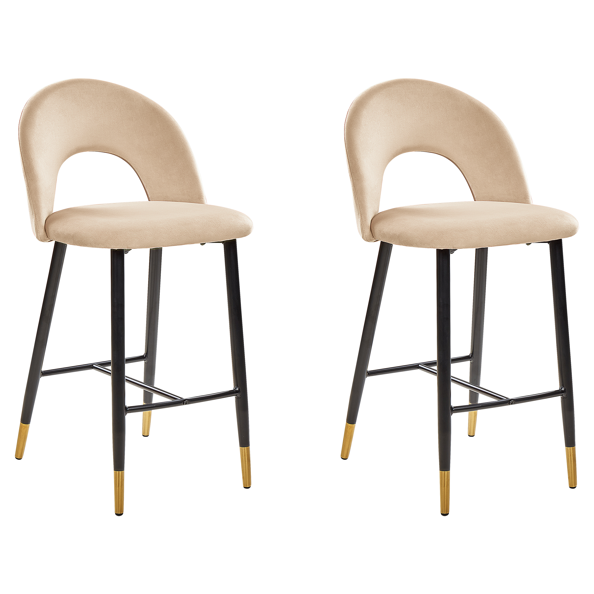 Set med 2 barstolar FALTON Sammet Beige