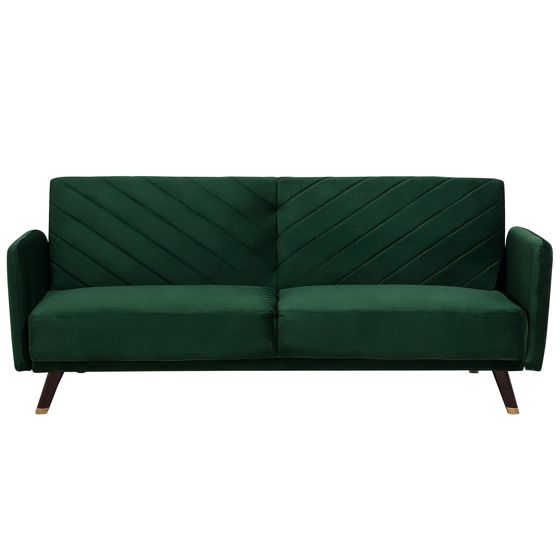 Bäddsoffa 3-sits SENJA Sammet Smaragdgrön