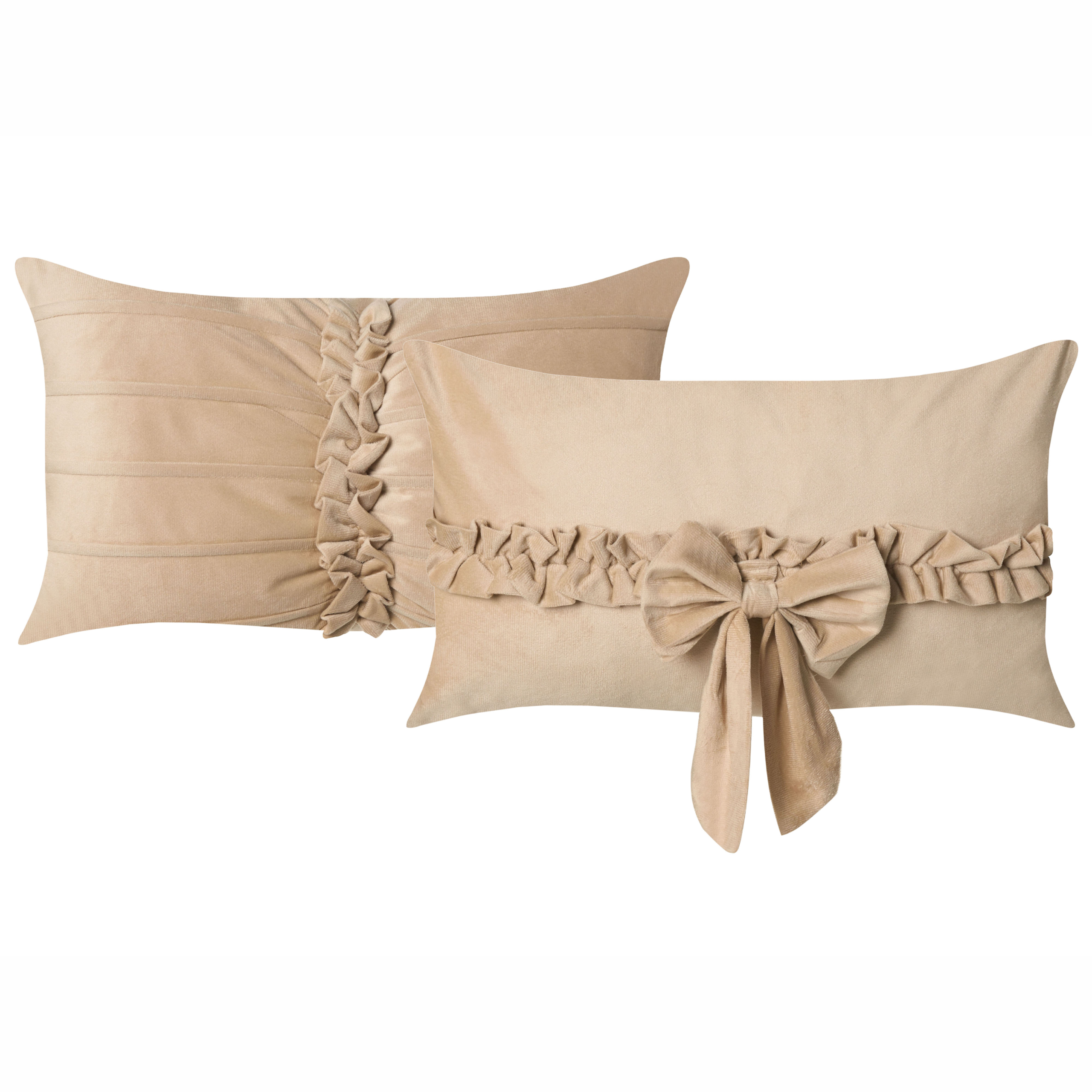 Set med 2 prydnadskuddar BELLE 30 x 50 cm Sammet Beige Monokromt