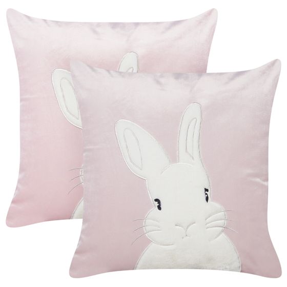 Set med 2 prydnadskuddar IBERIS 45 x 45 cm Sammet Rosa