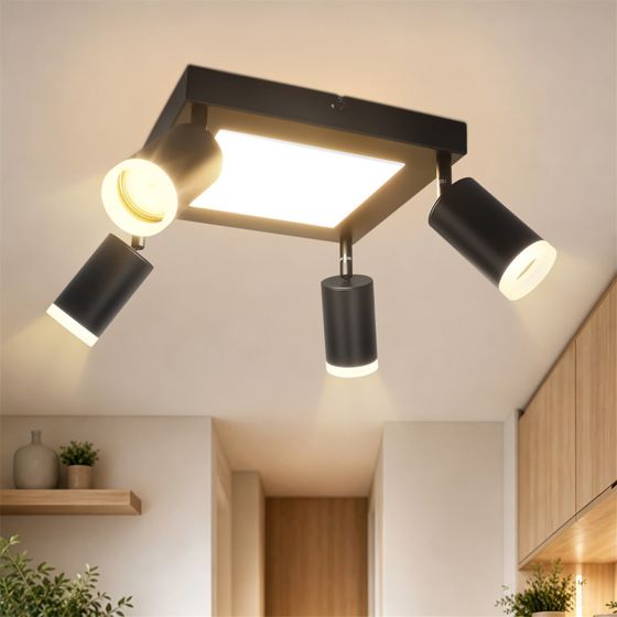 NETTLIFE takspotlight 4 GU10 3000k 20W svart kökslampa varmvit roterande halllampa